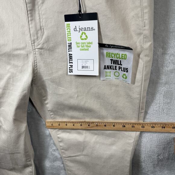 d.jeans NEW Womens Denim Jeans 22W Beige Ankle Plus Stretch Zipper Pockets - Picture 9 of 12